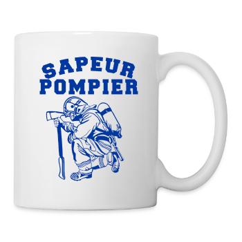 Logo Sapeurs Pompiers pompier design bleu - Mug blanc - blanc - Droite