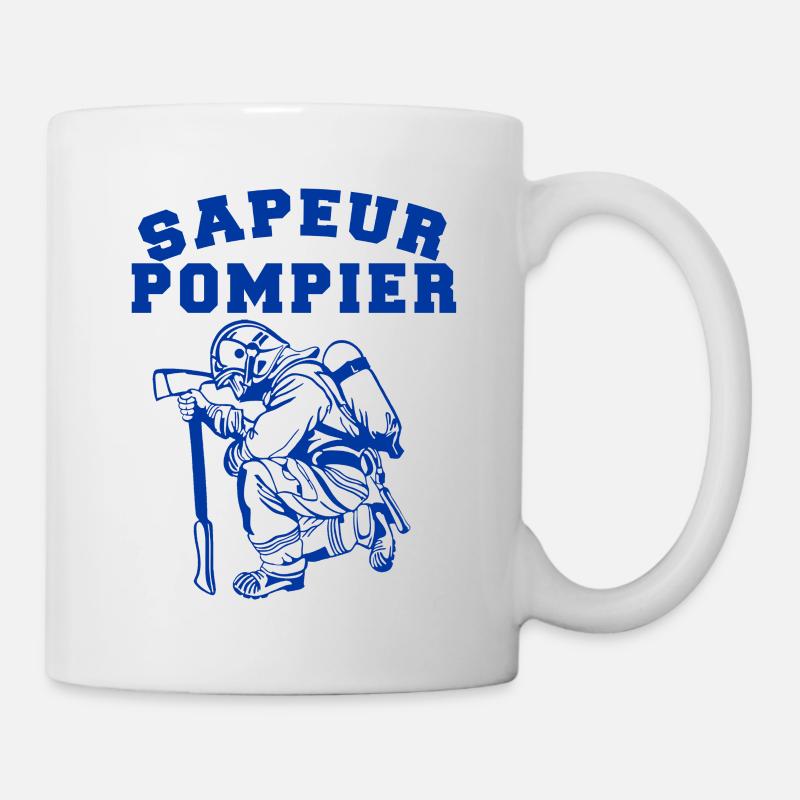 Logo Sapeurs Pompiers pompier design bleu - Mug blanc - blanc