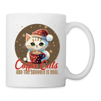 chats café café chats se blottir est vrai Noël - Mug blanc - blanc - Droite