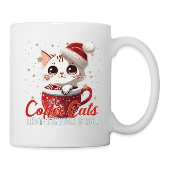 chats café café chats se blottir est vrai Noël - Mug blanc - blanc - Droite