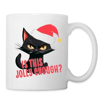 cat christmas angry cat jolly enough xmas - Mug - white - Right