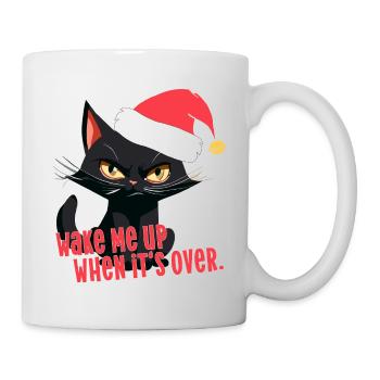 Chat de Noël chat en colère Noël père Noël s’amuse - Mug blanc - blanc - Droite
