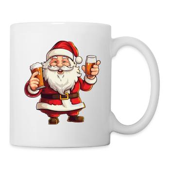 Weihnachtsmann Bier Alkohol Prost Glühwein Schnaps - Tasse - Weiß - Rechts