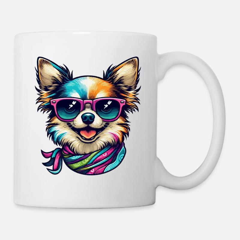 Farbenfroher Chihuahua - Tasse - Weiß
