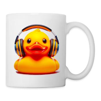lustige Badeente mit Kopfhörer - Tasse - Weiß - Rechts