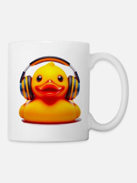 lustige Badeente mit Kopfhörer - Tasse - Weiß