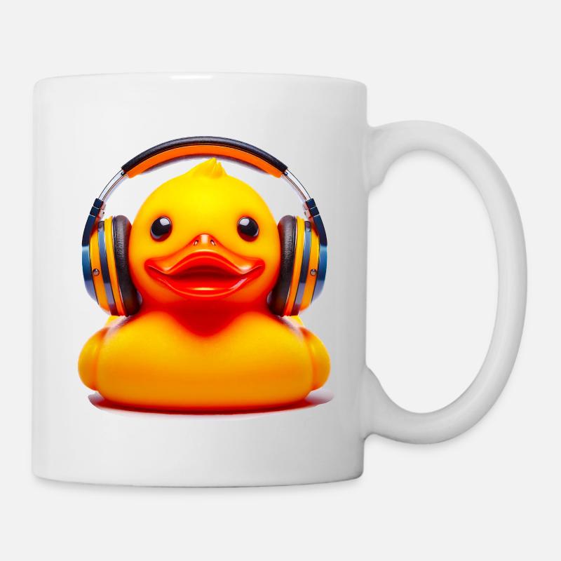 lustige Badeente mit Kopfhörer - Tasse - Weiß