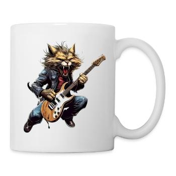 Pets, Cute, Cat, Animal, Cat, Funny Music, Guitar - Mug - white - Right