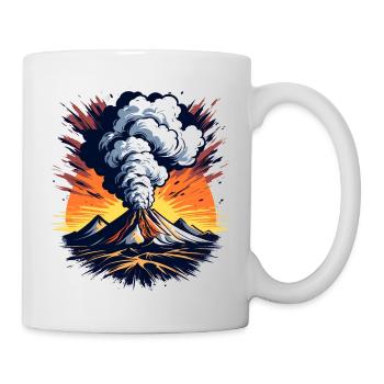 Volcanic eruption, eruption with ash cloud and lava - Mug - white - Right