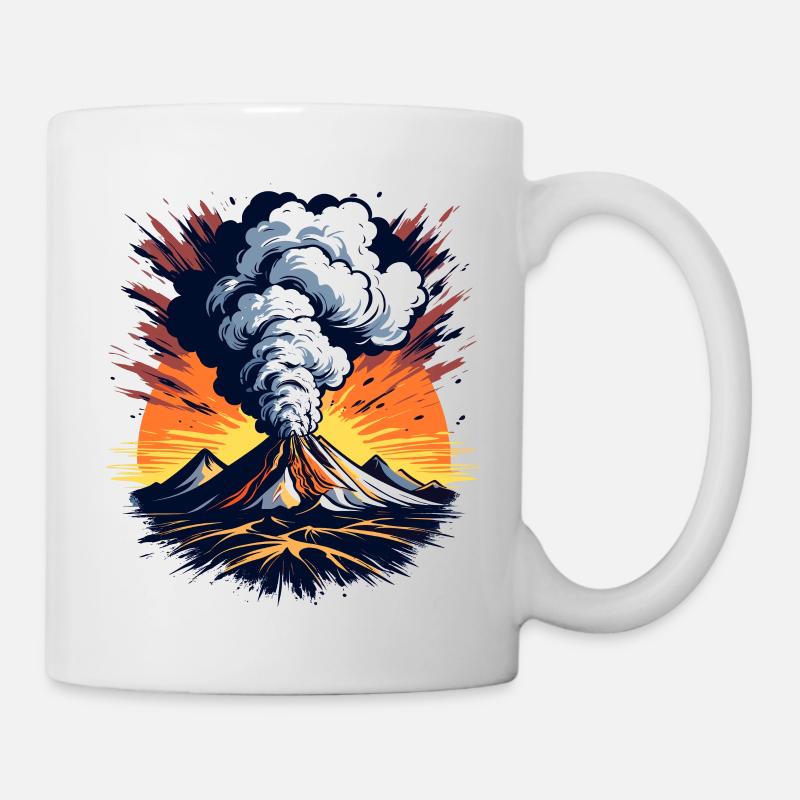Volcanic eruption, eruption with ash cloud and lava - Mug - white