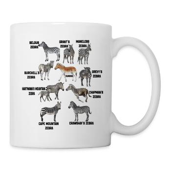 Arten von Zebras, Liste der Zebrarassen Tierliebhaber - Tasse - Weiß - Rechts