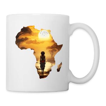 Africa Map Continent Outline Sunset - Mug - white - Right