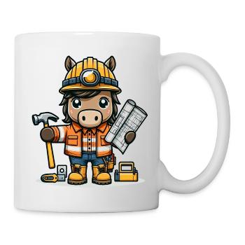 Cute Horse Construction Worker - Tasse - Weiß - Rechts