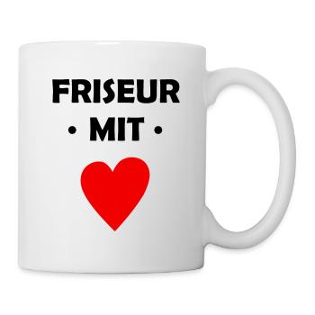 Friseur mit Herz - Haare schneiden - Haarschnitt - Tasse - Weiß - Rechts