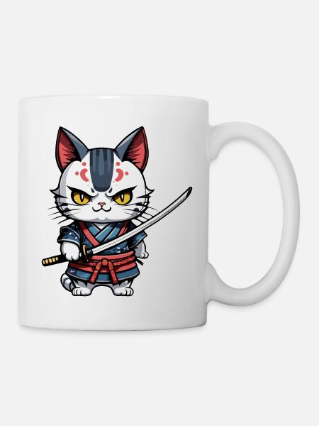 Samurai-Katze #27 - Tasse - Weiß