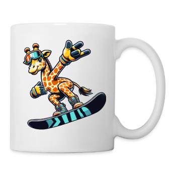 Cool giraffe on the snowboard - Mug - white - Right