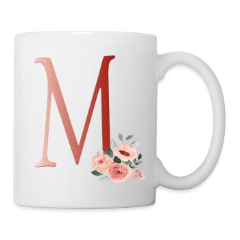 Buchstabe M mit Blumen - Tasse - Weiß - Rechts