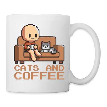 Chats et café - mignon cadeau pixel douillet - Mug blanc - blanc - Droite