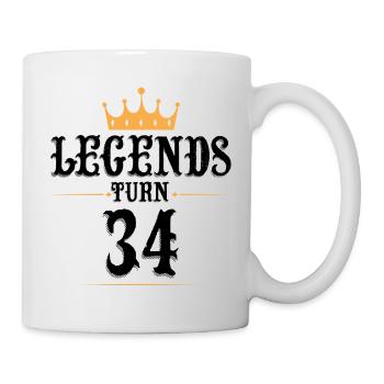 34 Geburtstag, Legenden werden 34 - Tasse - Weiß - Rechts