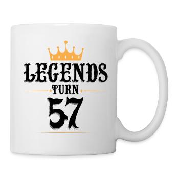 57 Geburtstag, Legenden werden 57 - Tasse - Weiß - Rechts