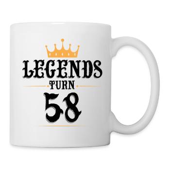 58 Geburtstag, Legenden werden 58 - Tasse - Weiß - Rechts
