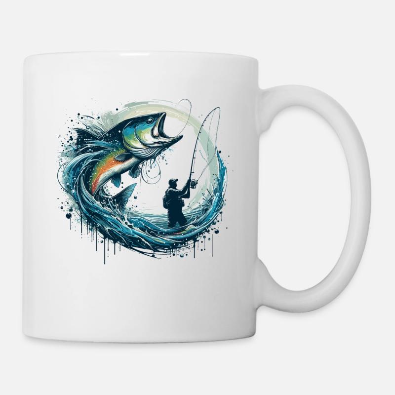 Angeln dynamisch Geschenk - Tasse - Weiß