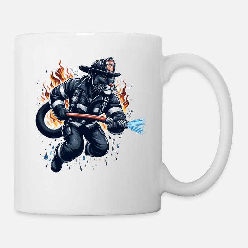 Pompier panthère Jaguar cadeau - Mug blanc - blanc