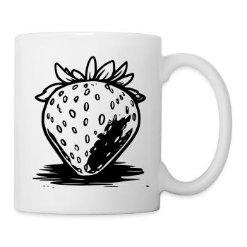 Fraise style bande dessinée noir et blanc - Mug blanc - blanc - Droite