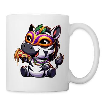 Mardi Gras Zebra Pizza Salami Party T-Shirt - Tasse - Weiß - Rechts