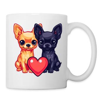 Chihuahua Hunde Paar Verliebt Valentinstag - Tasse - Weiß - Rechts