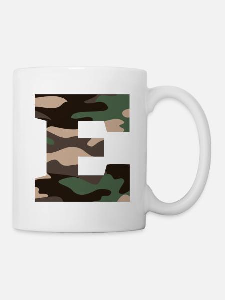 lettre E camouflage militaire-idée cadeau - Mug blanc - blanc