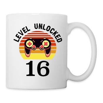 Level 16 unlocked 16 Geburtstag 16 Jahre alt - Tasse - Weiß - Rechts