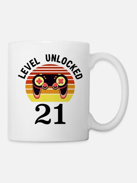 Level 21 unlocked 21 Geburtstag 21 Jahre alt - Tasse - Weiß