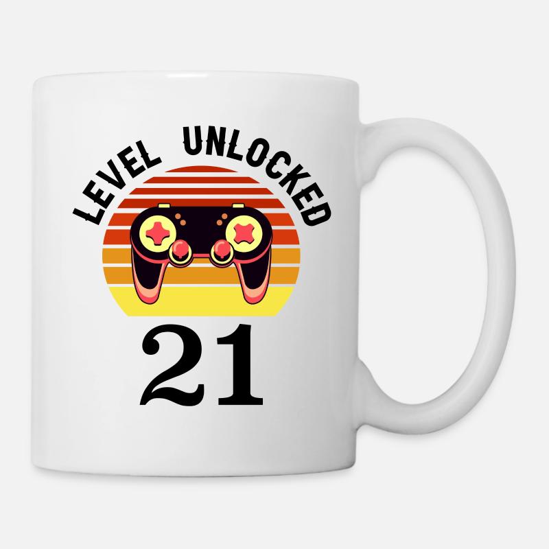 Level 21 unlocked 21 Geburtstag 21 Jahre alt - Tasse - Weiß
