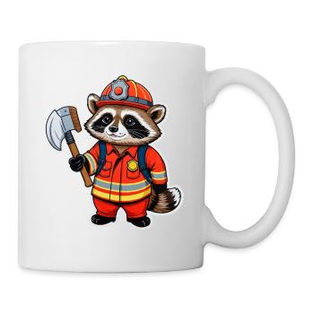 Feuerwehr Waschbär 01 - Tasse - Weiß - Rechts
