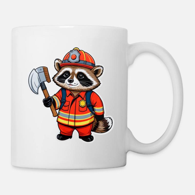 Feuerwehr Waschbär 01 - Tasse - Weiß