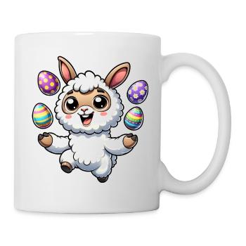 Oster-Lama Jonglieren Osterei Jonglage - Tasse - Weiß - Rechts