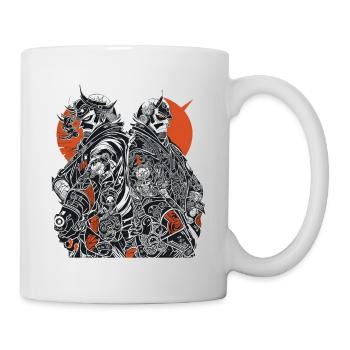 Samurai-Duo: Kontrastreiche Rüstungskunst - Tasse - Weiß - Rechts