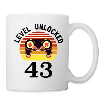 Level 43 unlocked 43 Geburtstag 43 Jahre alt - Tasse - Weiß - Rechts