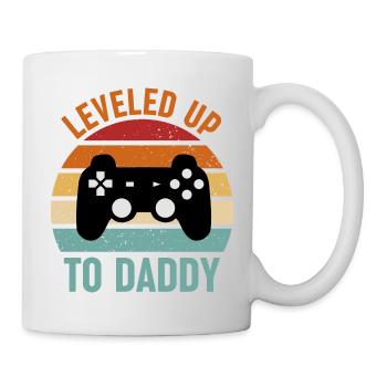 Leveled up to daddy. Gaming Gamer Quote - Mug - white - Right