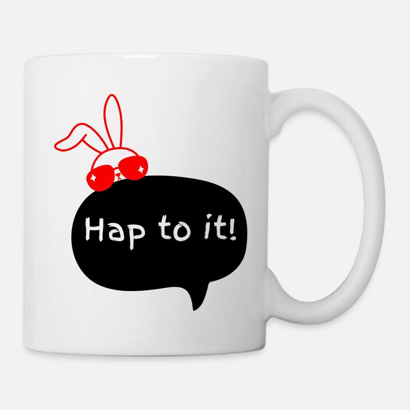 Northern Irish Cool Easter Rabbit - Hap to it - Mug - white