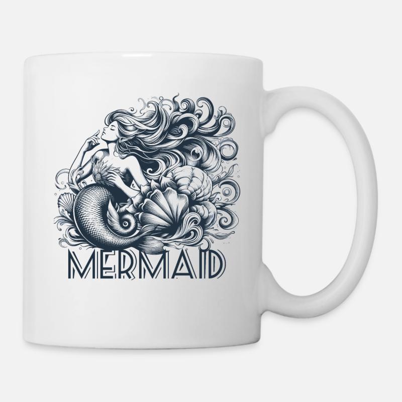 Meerjungfrau Nixe Wasserfrau Geschenk - Tasse - Weiß