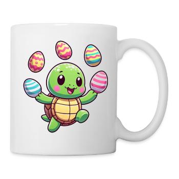 Easter Turtle Juggling Eggs, Artist - Mug - white - Right