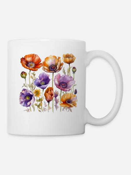 Amoureux de la nature cadeau coquelicot botanique Art chemise - Mug blanc - blanc