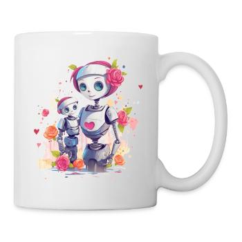 Niedliche Roboter-Mama - Tasse - Weiß - Rechts