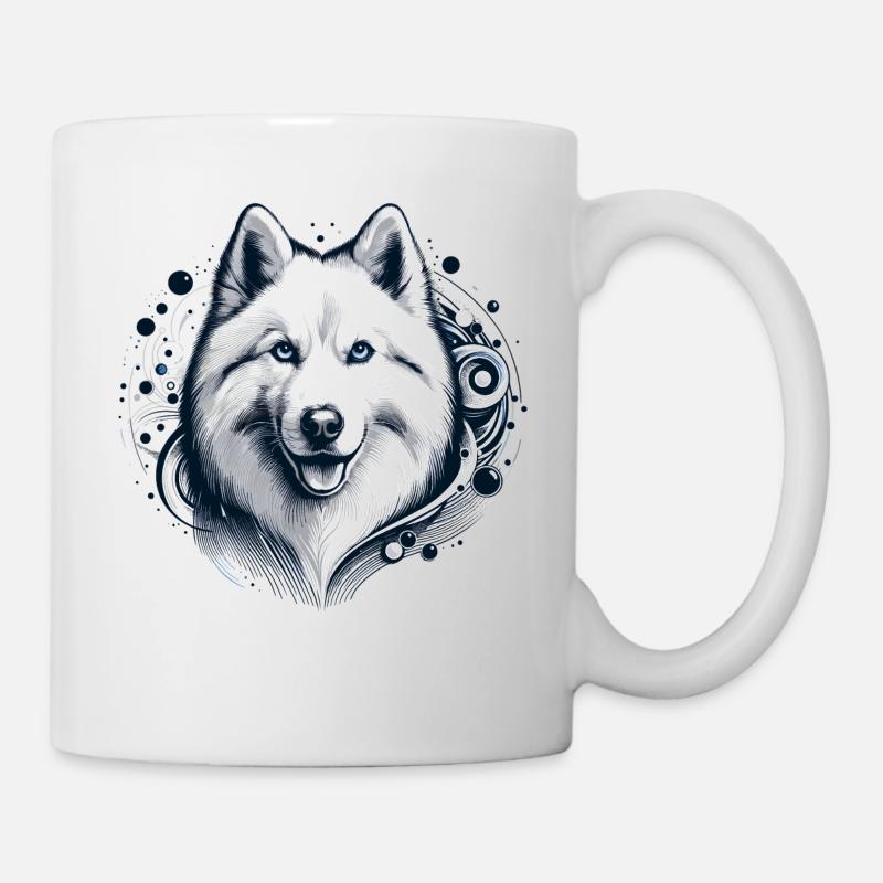 White Longhair Husky Gift - Mug - white