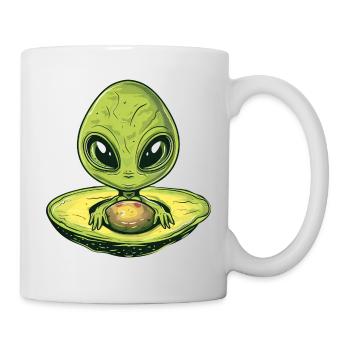 Cooler Alien Avocado mit Sonnenbrille & UFO Design - Tasse - Weiß - Rechts
