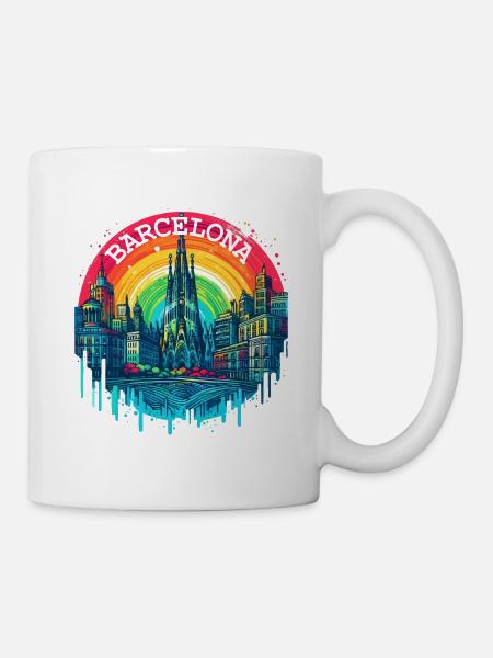 BARCELONA SPAIN LA SAGRADA FAMILIA CHURH RAINBOW - Mug - white