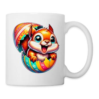 Ostern Eichhörnchen mit Osterei: Niedliches Design - Tasse - Weiß - Rechts