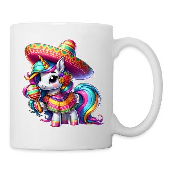 Cinco de Mayo Süßes Einhorn Cartoon mit Grünen - Tasse - Weiß - Rechts